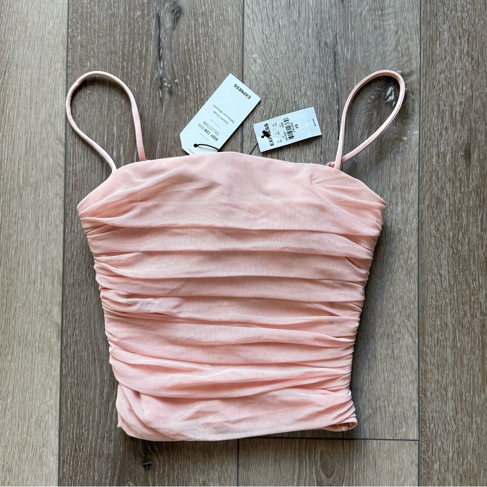 Express Pink Ruched Crop Top